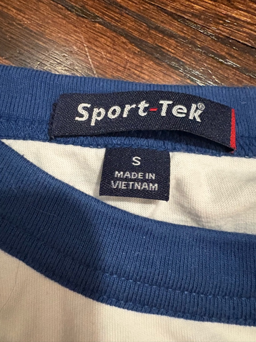 Sport-Tek White Tee with Blue Trim - Picture 4 of 6